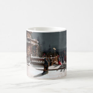 Mug Nuit de Noël d'hiver vintage au clair de lune