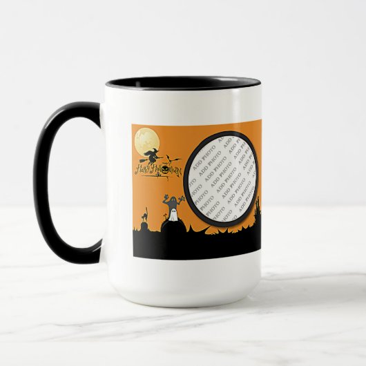 Mug Nuit d'Halloween à Orange Glow Ajouter votre photo (Gauche)