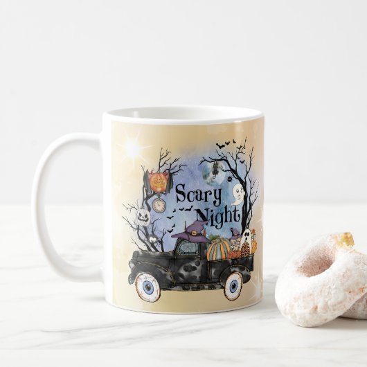 Mug Nuit d'Halloween effrayant (Avec donut)
