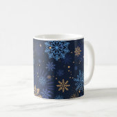 Mug Nuit d'hiver : Blue Snowflake Motif. (Devant droit)