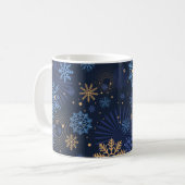 Mug Nuit d'hiver : Blue Snowflake Motif. (Devant gauche)