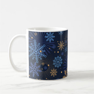 Mug Nuit d'hiver : Blue Snowflake Motif.