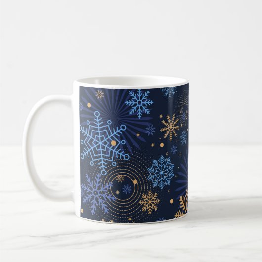 Mug Nuit d'hiver : Blue Snowflake Motif. (Gauche)