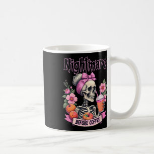 Mug Nuit effrayante avant café Halloween Fleur Skeleto