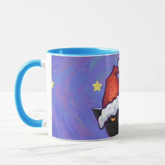 Mug Nuit étoile Noir Chat Noël (Gauche)