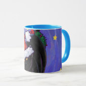 Mug Nuit étoile Noir Chat Noël (Devant droit)