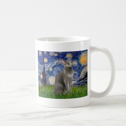 Mug Nuit étoilée - chat bleu russe (Droite)