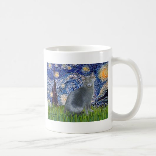 Mug Nuit étoilée - Chat bleu russe 2 (Droite)