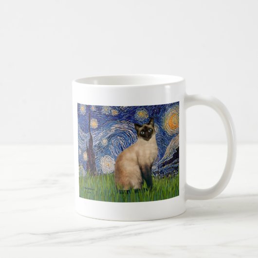 Mug Nuit étoilée - Chat siamois à pointes de phoque (Droite)