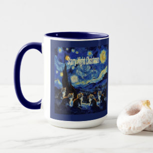 Mug Nuit étoilée de Noël Van Gogh amateur de chats