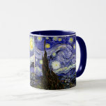Mug Nuit étoilée de Van Gogh, 1889<br><div class="desc">Largement acclamé comme le magnum opus de Van Gogh, le tableau représente la vue à l'extérieur de la fenêtre de son sanatorium la nuit, bien qu'il ait été peint de mémoire pendant la journée. L'image est du domaine public. Contactez les Motifs & Peintures & Graphiques pour toute demande spéciale. ©...</div>