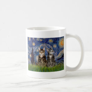 Mug Nuit étoilée - Deux chats tigrés tabby
