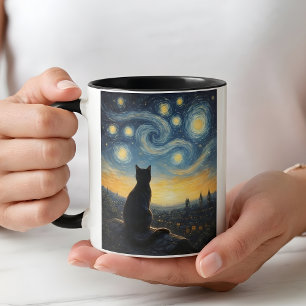 Mug Nuit étoilée drôle Chat amateur & Art de ciel tour