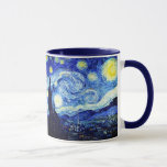 Mug Nuit étoilée par Van Gogh<br><div class="desc">Peinture à l'huile du maître néerlandais Vincent Van Gogh (1853-1890) Probablement son tableau le plus célèbre, Van Gogh peint ' ; La nuit étoilée ' ; en 1889 de mémoire alors qu'il était dans un asile en France où il s'est présenté pour dépression. La scène représente la vue depuis la...</div>