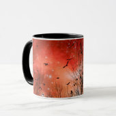Mug Nuit surréaliste rouge étoilée (Devant gauche)