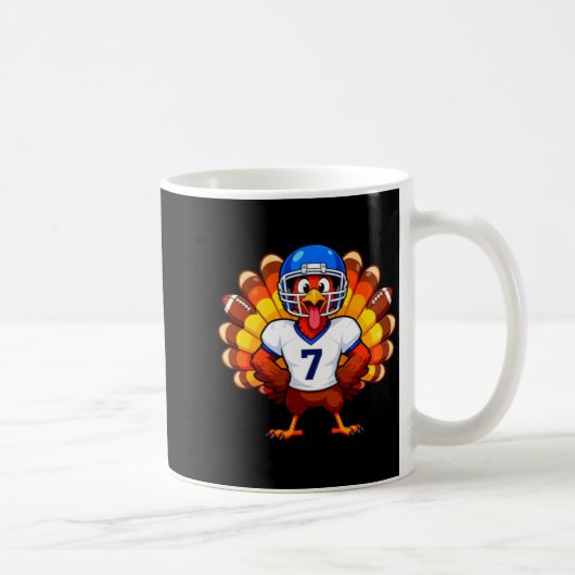 Mug Number 7 Funny Thanksgiving Football Turkey Men Wo (Droite)