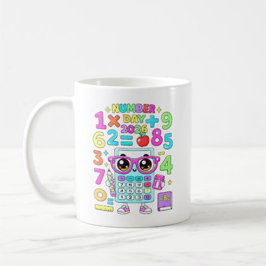 Mug Number Day 2026 Cute Calculator Math Design (Gauche)