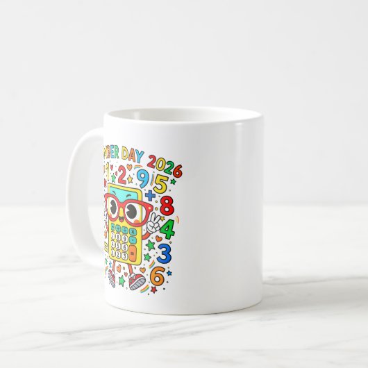 Mug Number Day 2026 Owl Calculator Math Design (Devant gauche)