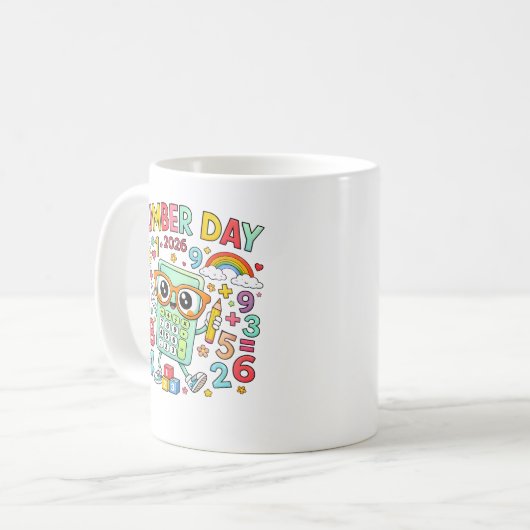 Mug Number Day 2026 Owl Calculator Math Design (Devant gauche)