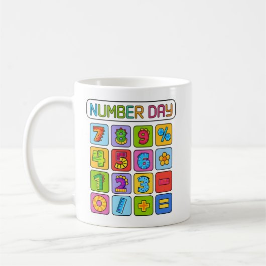 Mug Number Day Math Icons Calculator Design for Kids (Gauche)
