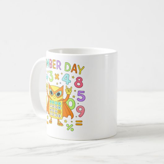 Mug Number Day Owl Math Calculator Design for Kids (Devant gauche)