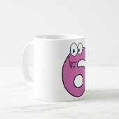 Mug Numéro de dessin 6 amusant violet souriant six (Devant gauche)