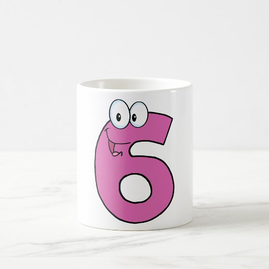 Mug Numéro de dessin 6 amusant violet souriant six