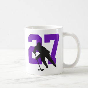 Mug Numéro de joueur de hockey personnalisé violet