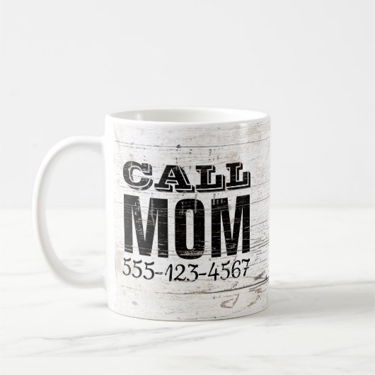 Mug Numéro de téléphone de maman d'appel (Gauche)