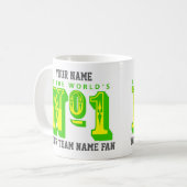 Mug Numéro Un Du Fan De Football. Vert et jaune (Devant gauche)