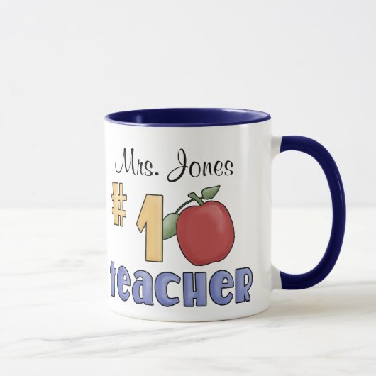 Mug Numéro un enseignant, #1 enseignant Design d'art d (Droite)