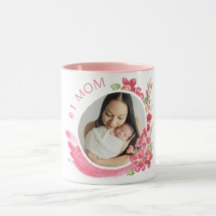 Mug Numéro Un Maman Cadre Photo Florale Fête des mères