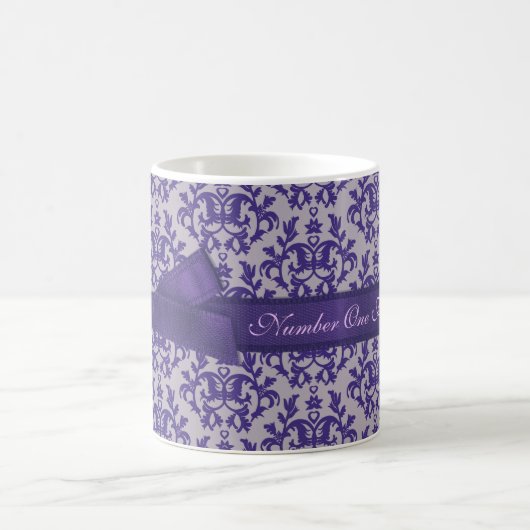 Mug Numéro Un Mode Maman damasse mauve gris muqueuse (Centre)