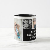 Mug Numéro Un Papa Black Custom 4 Photo Collage (Centre)