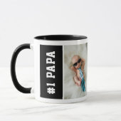 Mug Numéro Un Papa Black Custom 4 Photo Collage (Gauche)