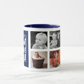 Mug Numéro Un Papa Marine Bleu Photo Collage Personnal (Centre)