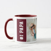 Mug Numéro Un Papa Maroon Custom 4 Photo Collage (Gauche)