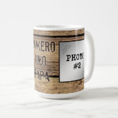 Mug Numero Uno Papa en photos rustiques à cadre de boi (Devant droit)