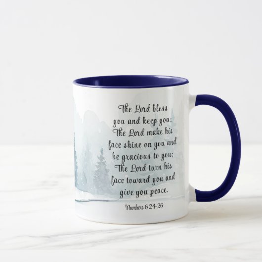 Mug Numéros 6 Seigneur Bénissez-vous Bible Verse Neige (Droite)