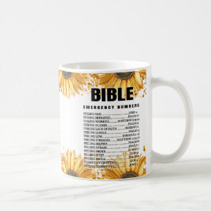 Mug Numéros d'urgence de la Bible du tournesol, Verset
