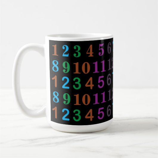 Mug Numéros mathématiques colorés (Gauche)