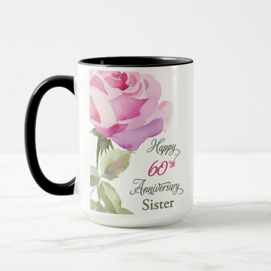 Mug Nun 60th Anniversary Catholic Jubilee Pink Rose (Gauche)