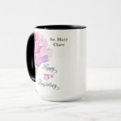 Mug Nun Custom Name 75th Anniversary Pink Rose (Devant gauche)