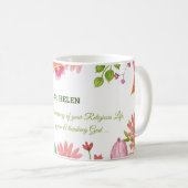 Mug Nun Religious 50e Anniversaire Fleurs aquarelles (Devant droit)