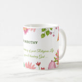 Mug Nun Religious 75e Anniversaire Fleurs aquarelles (Devant droit)