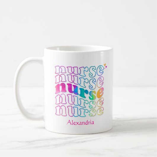 Mug "Nurse" en Elegant Rainbow Colors (Gauche)
