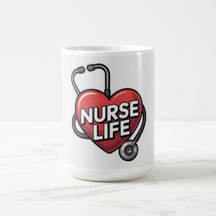 Mug "Nurse Life" Design graphique avec coeur