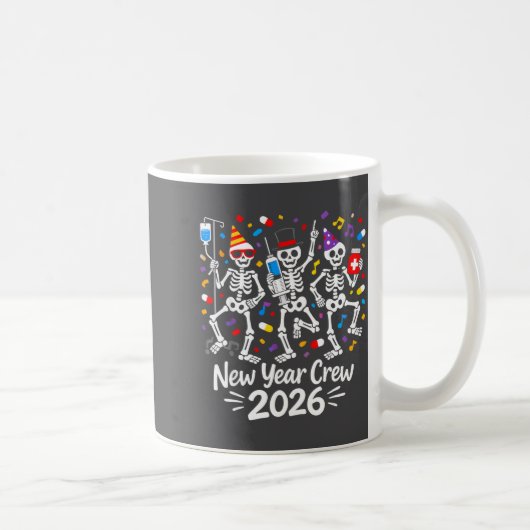 Mug Nurse Skeleton New Year Crew 2026 Funny Er Icu Par (Droite)