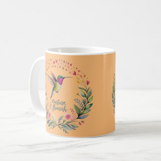 Mug Nurture and Flourish Hummingbird Floral Design (Devant gauche)