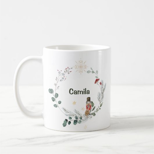 Mug Nutcracker aquarelle botanique joli Noël (Gauche)